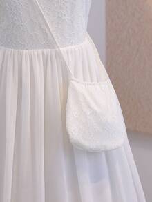 少女时尚派对短袖长裙 - 白色 - 查看 4