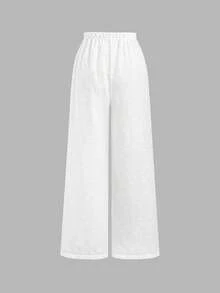 Sweetra Women's New Bowknot Embroidery Hollow Out Fabric Cute White Pants, Suitable For Spring, Summer, Autumn, Daily Wear, Commuting, Dating - White - View 2
