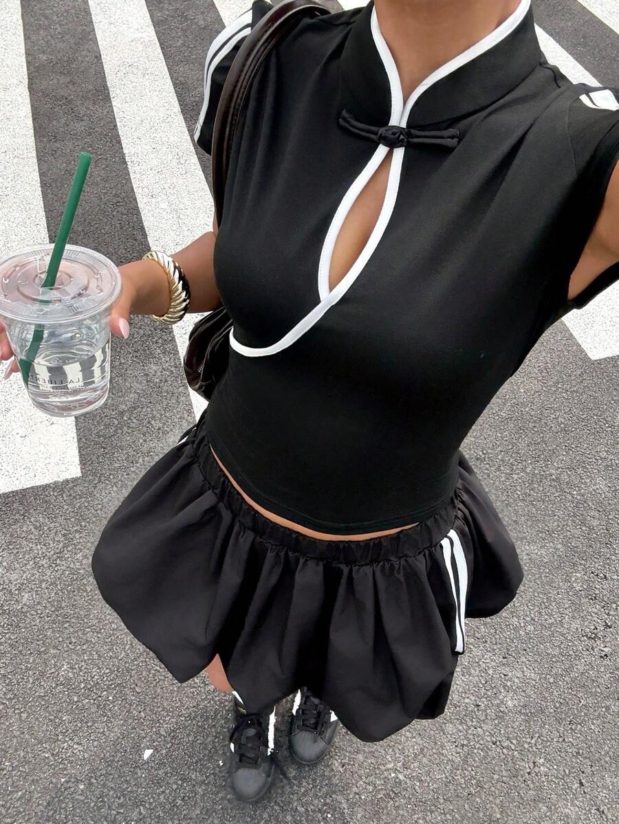 Muchica Black And White Knit Casual Casual Suit For Women Everyday Summer - Black - View 1