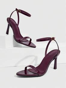 CUCCOO SZL Giày sandal cao gót nữ màu đỏ tía tối giản, có thể điều chỉnh, thích hợp cho mặc hàng ngày, giày mùa xuân, kỳ nghỉ xuân, lễ Phục sinh, dạ hội. - Màu Đỏ Sâu - Xem 1
