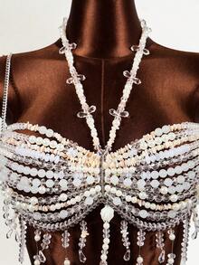 Mistrie Bộ đồ bơi đính hạt cho nữ, bộ bikini cho nữ, bộ đồ bơi gợi cảm cho nữ - trắng - Xem 8