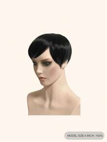 ZERO-NET 4 pulgadas Cabello negro corto Toppers para mujeres, base grande de 6*7 piel del cuero cabelludo, fácil de usar, piezas de cabello de gran cobertura para uso diario - SNatural - Ver 2