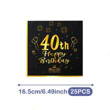 Platos, servilletas y vasos desechables conmemorativos del 40 cumpleaños en negro y dorado, sirve para 20 invitados. Este conjunto de fiesta desechable (que incluye platos, servilletas y vasos) es perfecto para fiestas de cumpleaños, bodas y picnics familiares. - Ver 11