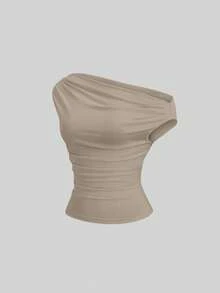 Sweetra Conjunto de blusa casual elegante, ligera y cómoda con volantes asimétricos en el hombro para mujer, ideal para primavera - Multicolor - Ver 8