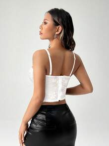 SHEIN PETITE Top corset desmontable para festival de música, concierto - Blanco - Ver 2