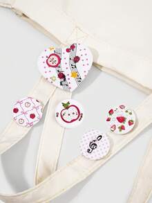 ROMWE Anime 5Pcs Cute Strawberry, Apple, Musical Note Enamel Brooch Pins, Decorative Badges Buttons For Clothes, Bags, For Music Festival & Back To School - Multicolor G - View 5