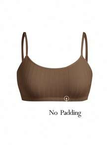 Ocili Women's Comfortable Cotton Rib Knit Bra - Coffee Brown - View 8