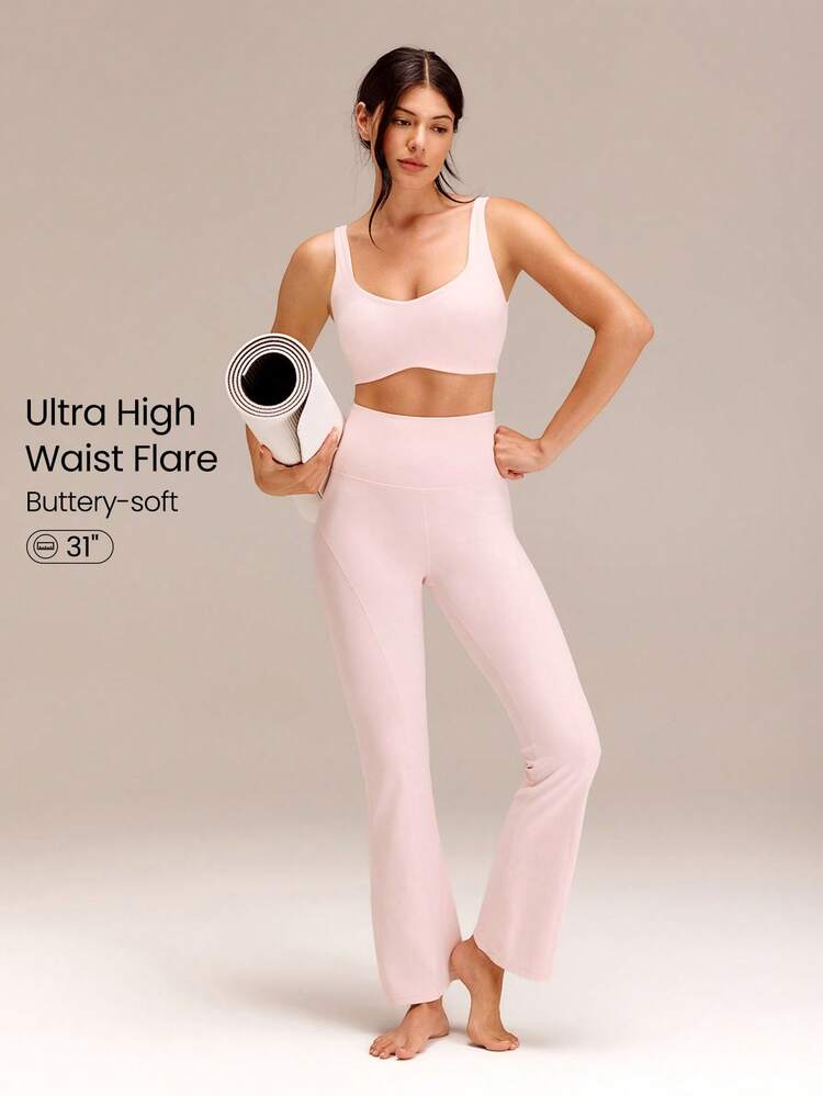 31" FeatherFit™ Ultra-High-Waisted Curved Seam Flared Leggings Pants Low Impact Yoga Pilates Daily Fall Winter