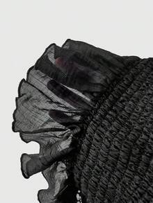 Sweetness Women's Retro Lace Patchwork Ribbon Tie Hollow Out Camisole - Black - View 5