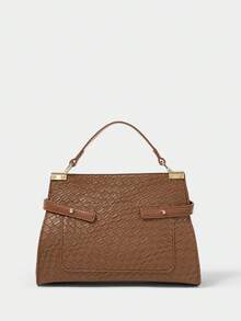 SHECARRY Bolso de hombro y bolso de mano minimalista y versátil de moda para mujer - Bronce - Ver 4