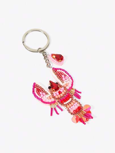Viva Strut A Summer Island-Style Handmade Beaded Lobster Bag Pendant, Fresh Diamond-Encrusted Lobster Pendant, Niche Holiday Accessories