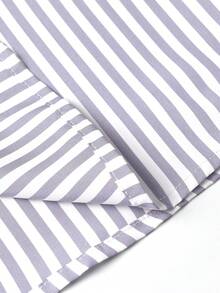 Manfinity Homme Áo sơ mi nam đơn giản kẻ sọc xanh trắng dệt kim - Xám - Xem 5