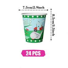 高尔夫主题一次性餐盘、餐巾纸和杯子，派对用品套装，可供 24 人使用，一次性纸质派对餐具，适用于生日、婚礼、主题派对、家庭野餐。 - 查看 6