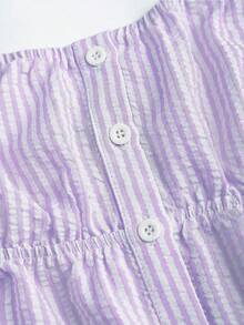 Sweetra Bộ đồ nữ kẻ sọc phong cách thường ngày, gồm 2 món, thích hợp cho các buổi đi chơi mùa xuân và mùa hè, màu hồng. - Màu tím - Xem 6