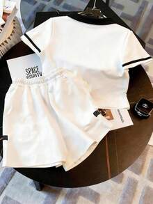 Resyla Bộ 2 món đồ thời trang nữ tối giản thêu và in hình ngôi sao, món quà tuyệt vời dành cho bạn bè. - trắng - Xem 2