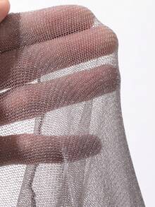 FRIFUL Women's Mesh Turtleneck Sheer Top, Layering Piece For Autumn Cover Ups For Swimwear - Grey - View 7