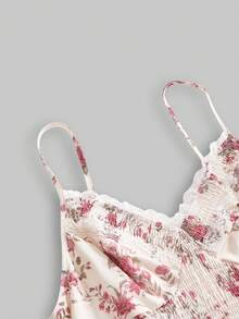 Sweetness Plus Size Floral Print Sexy A-Line Dress, Suitable For Beach Holiday - White - View 3
