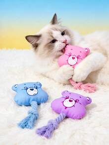 SHEIN X Care Bears 1 Đồ chơi thú cưng hình nhân vật hoạt hình, có thể cắn được, kèm giấy cuộn, thích hợp cho mèo và chó chơi đùa, Gấu cổ vũ, Gấu chia sẻ - Nhiều màu - Xem 1