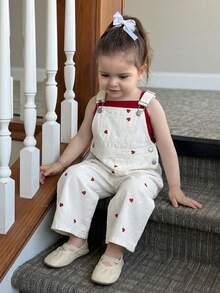 Dazy Kids Young Girl Summer Cute Korean Style Fully Allover Print Washed Denim Jumpsuit & Overalls Set - White - View 4