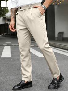 Manfinity Mode Pantalones de traje de unicolor para hombres de talla grande, formal, ceremonia - Albaricoque - Ver 5
