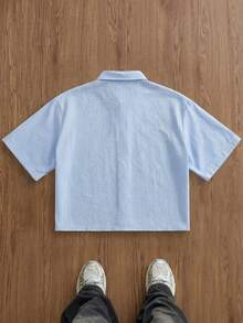 SWAVVY Camisa casual de manga corta a cuadros para hombre, primavera/verano - Azul - Ver 7