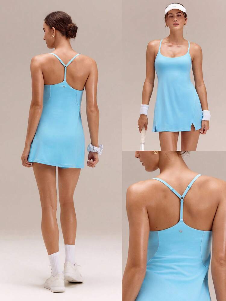 FeatherFit™-Air Elevate A-Line Built-In Peekaboo Short Pocket Mini Slip Dress Low Impact Daily Summer Quick Dry Moisture Wicking