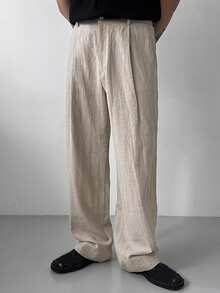 DAZY Khaki Solid Color Casual Pants For Men - Khaki - View 6
