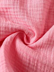 SHEIN 2pcs/Set Pakaian Bayi Perempuan Gaya Kasual Musim Semi & Musim Panas, Atasan Katun Murni & Celana Panjang Denim Bordir Bentuk Hati - Baby Pink - View 5
