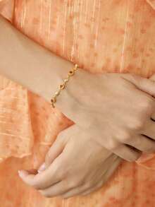 MOTF PREMIUM 18K镀金镶嵌时尚链式手链 - 金色 - 查看 6