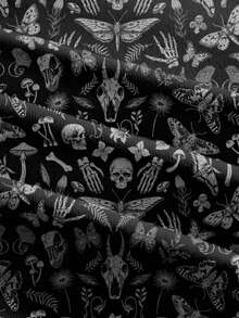 ROMWE Goth Vestido de tirantes finos con estampado de mariposas y polillas de estilo gótico y botánico, adecuado para vacaciones en la playa, tallas grandes - Negro - Ver 4