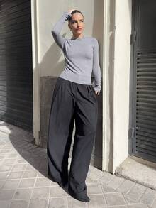 Marta Soriano 百搭圆领休闲百搭长袖针织汗衫 - 灰色 - 查看 5