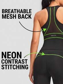 Innovista Women's Contrast Stitching Fitted Camisole And Leggings Tennis Outfit - Black - View 7