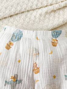 2件套纯棉婴儿休闲气球印花POLO领短袖开衫上衣+短裤新生儿男宝宝夏季服装男女通用夏季婴儿服装 - 白色 - 查看 6