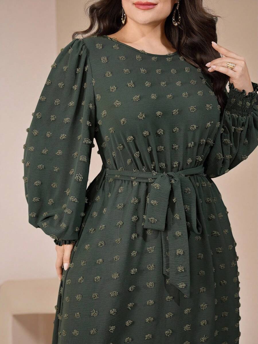 Veilorie Plus Size Elegant Solid Color Textured Commuter Dress