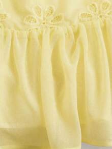 GlowEve Đầm sơ mi nữ thanh lịch, lãng mạn, cổ tròn, không tay, chất liệu chiffon, xếp ly, dáng chữ A, thêu họa tiết, màu trắng, thích hợp cho kỳ nghỉ. - Màu vàng - Xem 5
