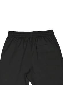 Manfinity Homme Plus Size Men's Solid Color Casual Pants, Versatile - Black - View 5