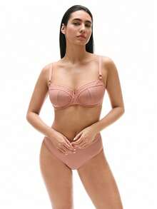 LUVLETTE Áo ngực Dream Curve Air không lót, kiểu balconette, thoáng khí, giảm kích thước, tông màu đất, chất liệu lưới xuyên thấu và ren dành cho nữ. - Rỉ Nâu - Xem 10