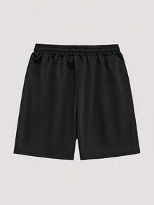 Whitmere Men's Black Solid Knit Athletic Shorts, Drawstring, Pocket, Summer, Short Pants, Lightweight, Breathable, Cool, Casual, Comfortable, Daily Wear Gift For Father/ Husband - Black - View 2