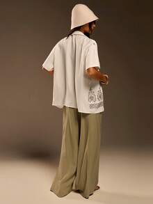 Athîral 女士休闲度假风植物刺绣印花宽松衬衫，女士休闲服装，女士沙滩罩衫，女士夏季服装，度假服装，沙滩服装，音乐节服装，波西米亚风，夏季上衣 - 彩色 - 查看 2