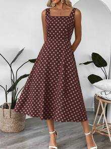 EMERY ROSE Women's Summer Mini Ditsy Floral Square Neck Midi Dress - Multicolor - View 3