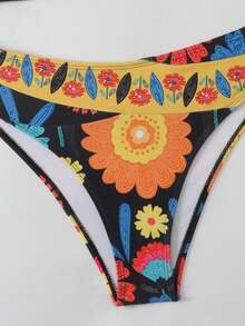 Swim Lushoire Swim Suits For Women Women's Summer Beach Color Block Bandeau Sexy Bikini Set - Multicolor - View 6