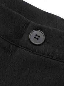 DAZY Women's Solid Color Front Button Pocket Simple Casual Shorts, Everyday Wear School - Black - View 8
