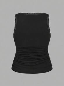 SHEIN LUNE 2pcs Casual Minimalist Summer Seashell Crafted Contrast Color Plus Size Women Vest Top - Multicolor - View 6