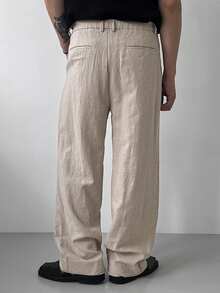 DAZY Khaki Solid Color Casual Pants For Men - Khaki - View 2