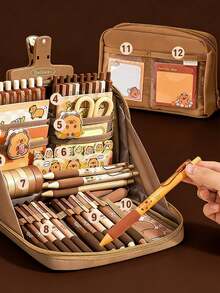 Capybara-Themed Stationery Gift Set - Includes Pufferfish Design Pencil Case, Highlighters, Sticky Notes, Notebook, Etc. - Suitable As A Birthday Or Partner Gift, Gift | Illustrated Pencil Case (Some Styles May Be Random) - Capybara Stationery Set - View 6