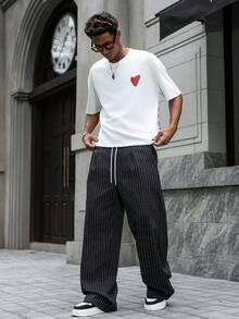 PAVTROS Men's Striped Casual Streetwear Pants - Black - View 4