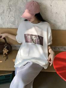 DAZY Women's Round Neck Printed Short Sleeve Casual T-Shirt Graphic Tees Women - White - View 8