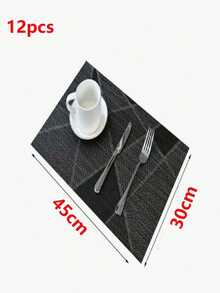 8/12pcs Rectangular Placemats With Asymmetrical Bar Patterns, Double-Sided Kitchen Table Mats, Heat-Resistant, Stain Resistant, Non Slip Mats, Washable, PVC Table Mats - Multicolor - View 9