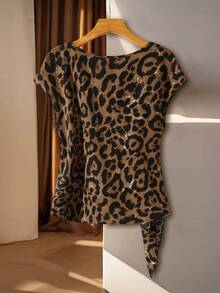 Franclia 女士休闲度假圆领无袖开衩蝴蝶结下摆衬衫，春夏款 - 彩色 - 查看 2