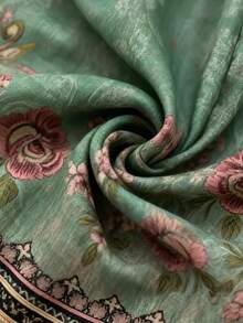 Brillora 休闲简约度假波西米亚风优雅复古做旧绿色印花图案连体裤，适合音乐节、海滩装扮、夏季度假等场合。 - 白色 - 查看 8